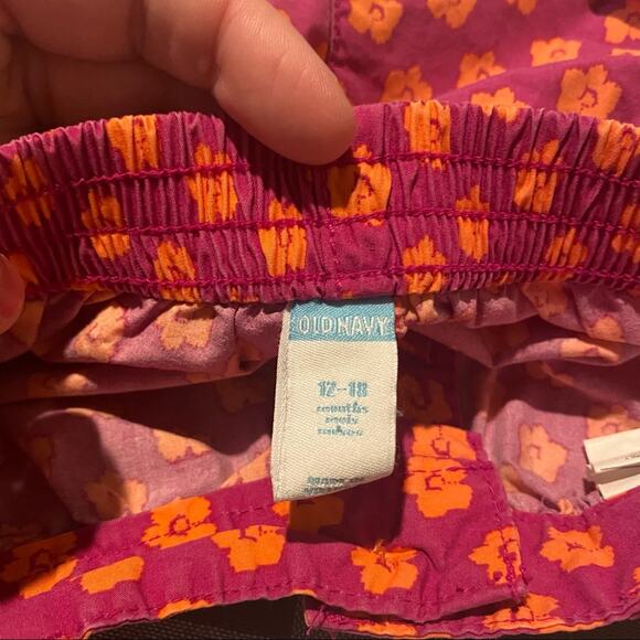 Old Navy Baby Girls’ Shorts Size 12-18 Months Floral Pink & Orange - Picture 3 of 5